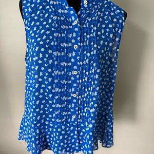 Beautiful Cabi Flowing Blue and White Petlum Top